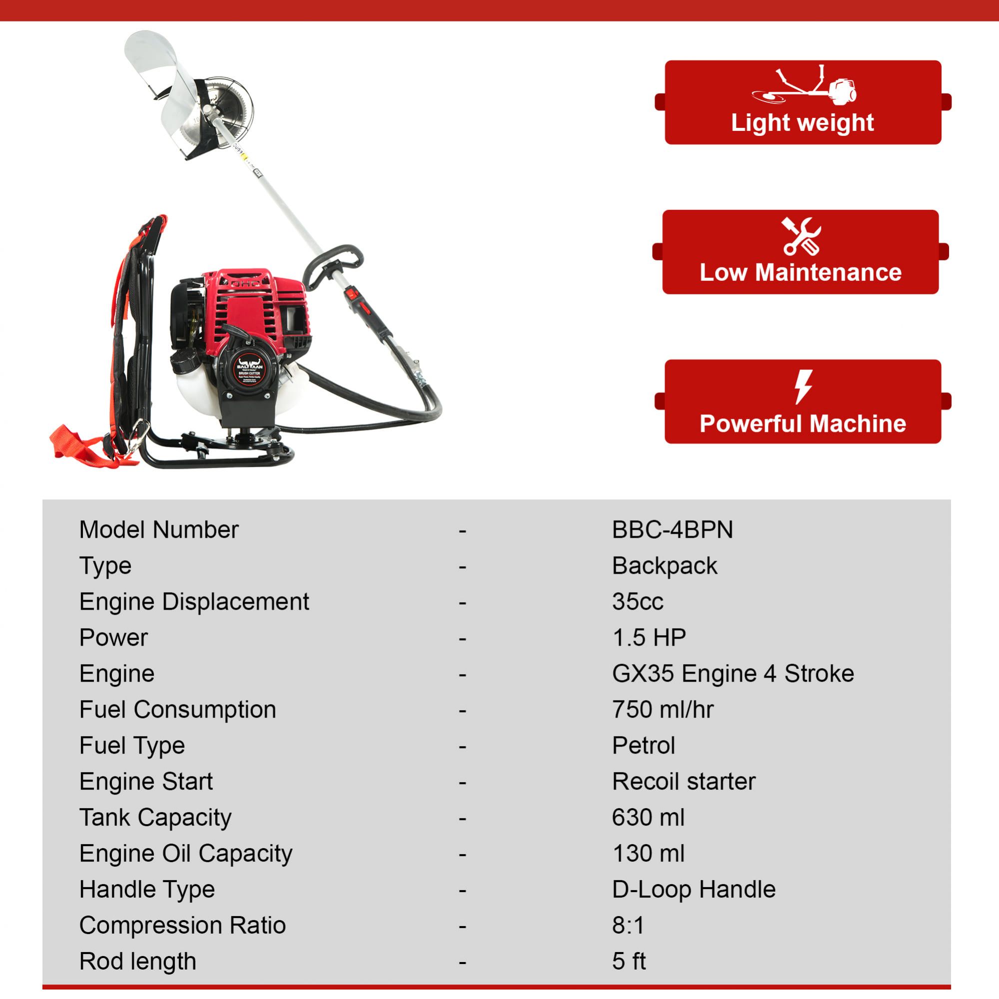 BALWAAN BACK PACK BRUSH CUTTER BX-35B