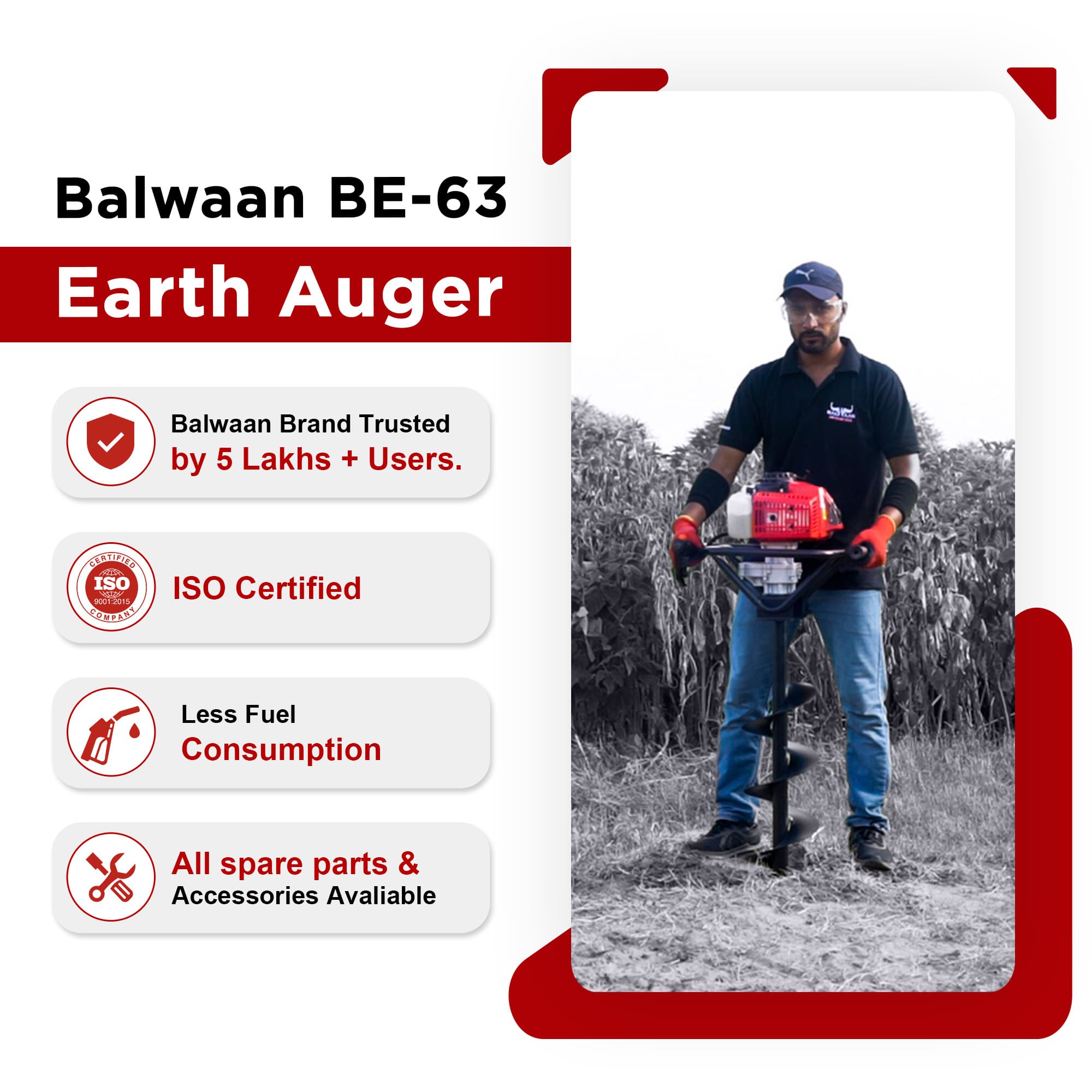 BALWAAN EARTH AUGER BE-63 63CC 8&12 NCH PLANTER 2STROK