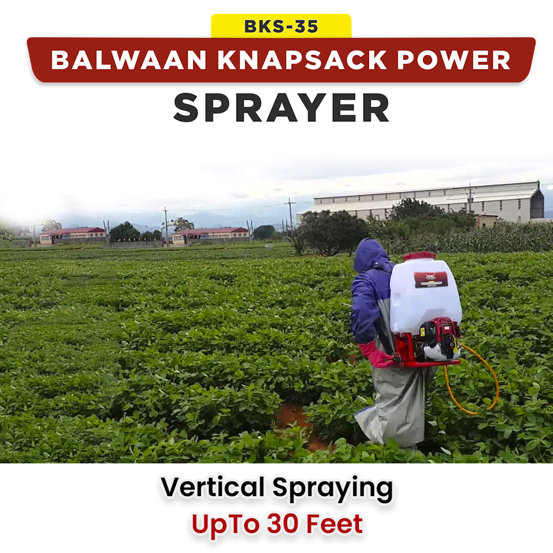 BALWAAN KNAPSAK AGRICULTURAL POWER SPRAYER BKS-35/35CC 4 STROKE ENGINE HIGH PRESSURE COMMERCIAL SPRAYER SANITIZATION FREE 3HEAD NOZZLES HOSE PIPE GUN SOOML ENGINE OIL 500ML